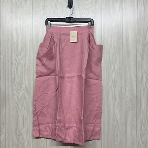 LINTICO Women's Pink Linen Blend Elastic Waistband Casual Skirt Size S